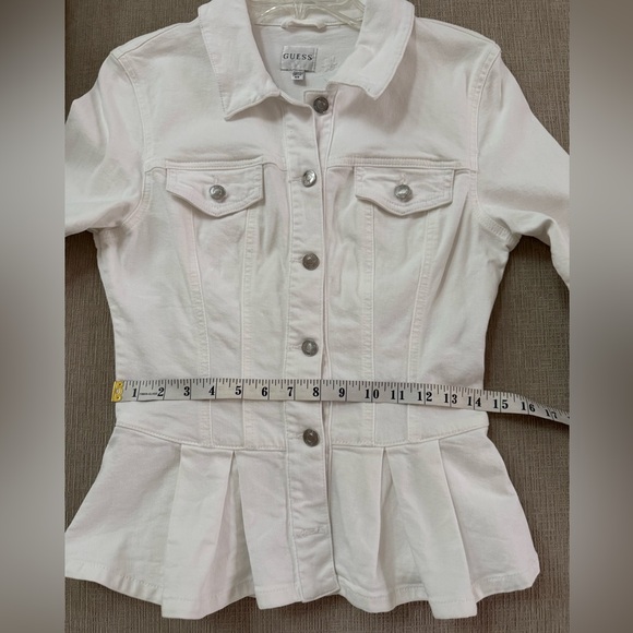 Guess Women's White  peplum Jean Jacket - Picture 13 of 13